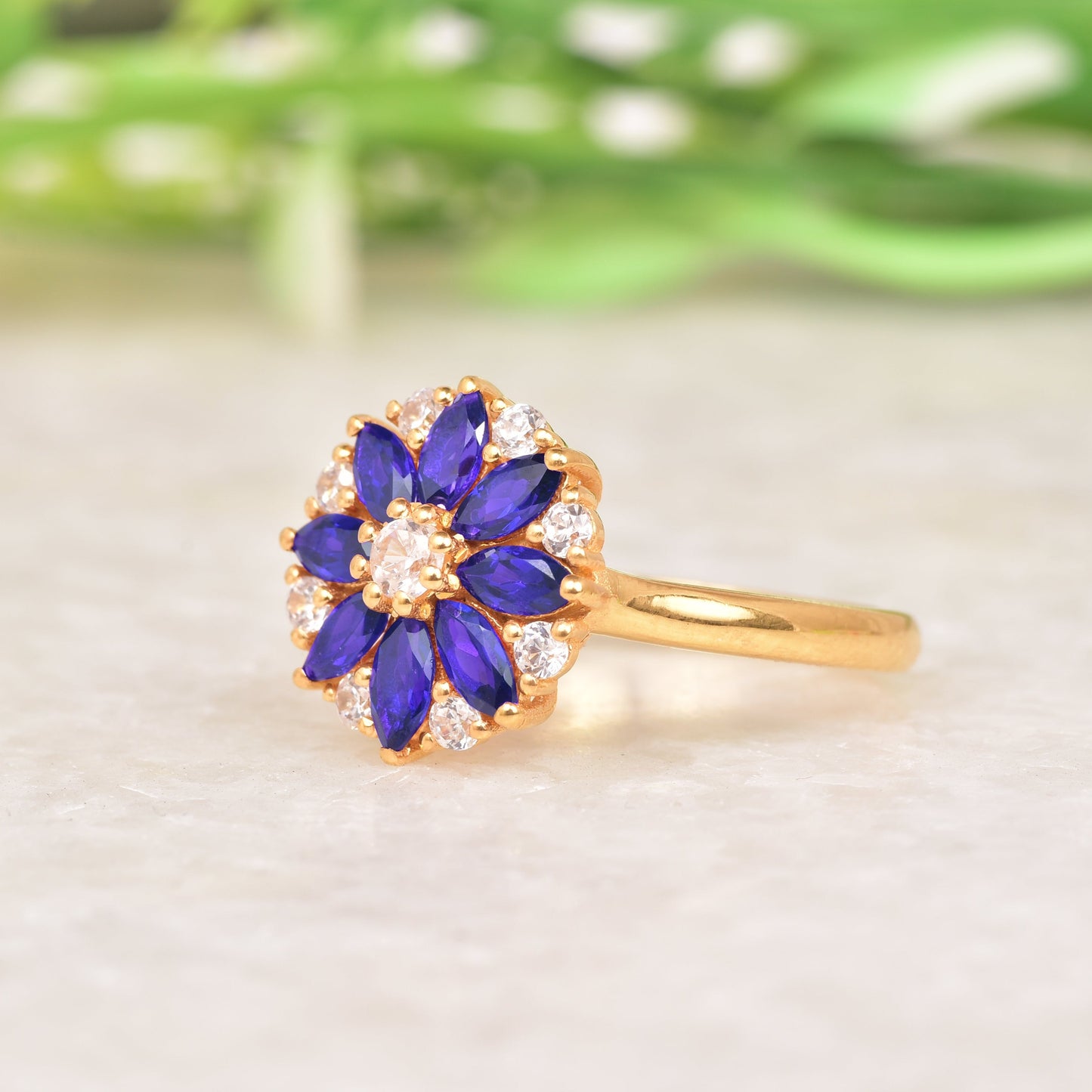 Flower Alexandrite Cluster Ring | Alexandrite Diamond Ring