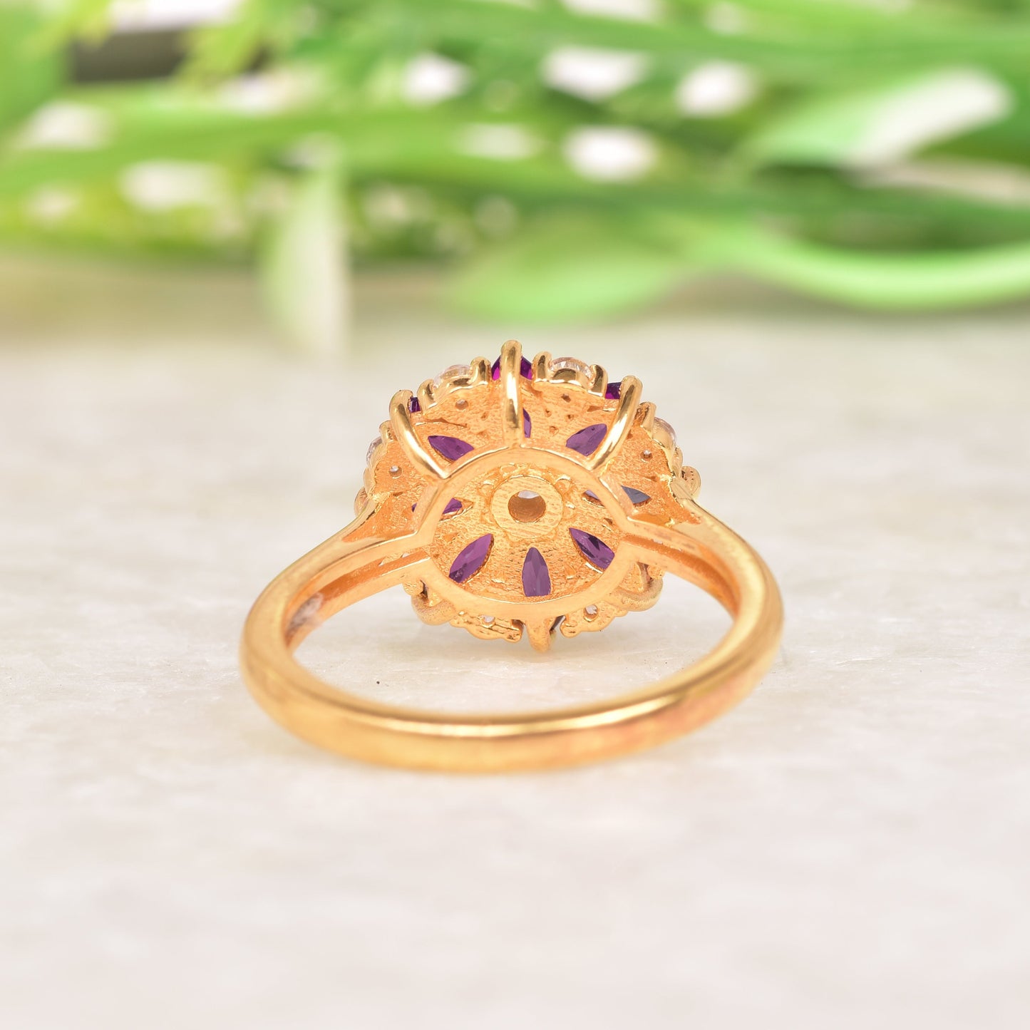 Flower Ruby Diamond Ring