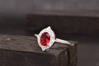 Oval Cut Red Ruby 925 Sterling Silver Statement Ring - MinimalistJewels