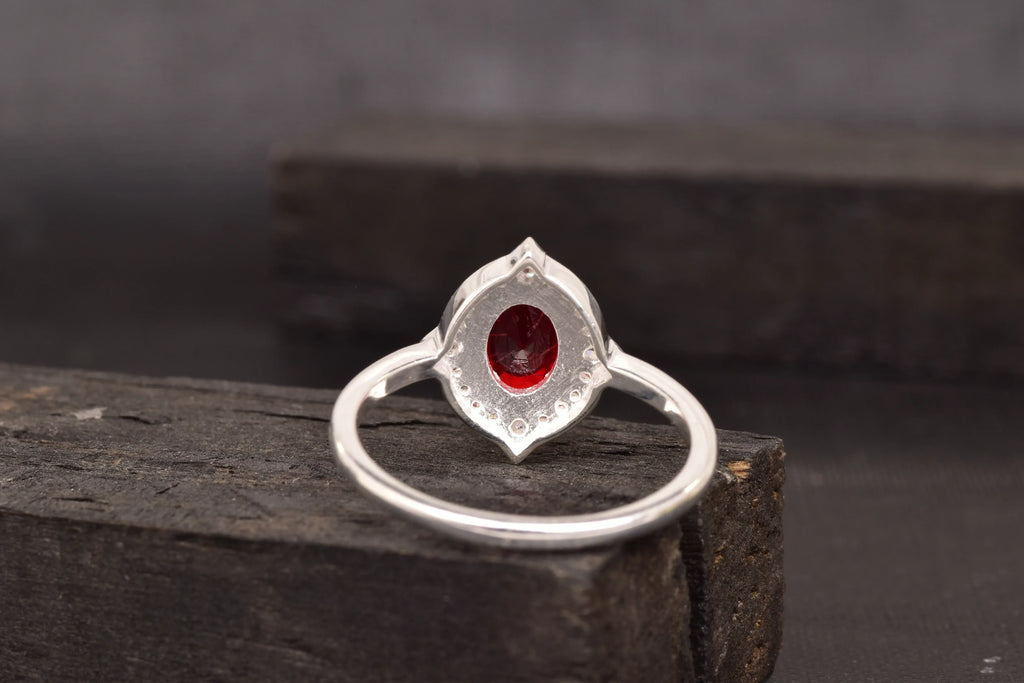 Oval Cut Red Ruby 925 Sterling Silver Statement Ring - MinimalistJewels