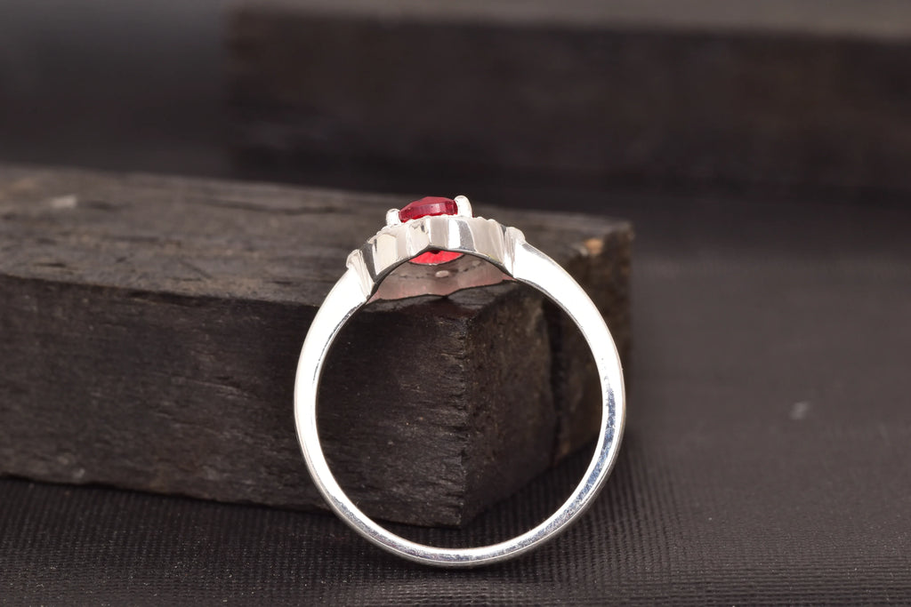 Oval Cut Red Ruby 925 Sterling Silver Statement Ring - MinimalistJewels