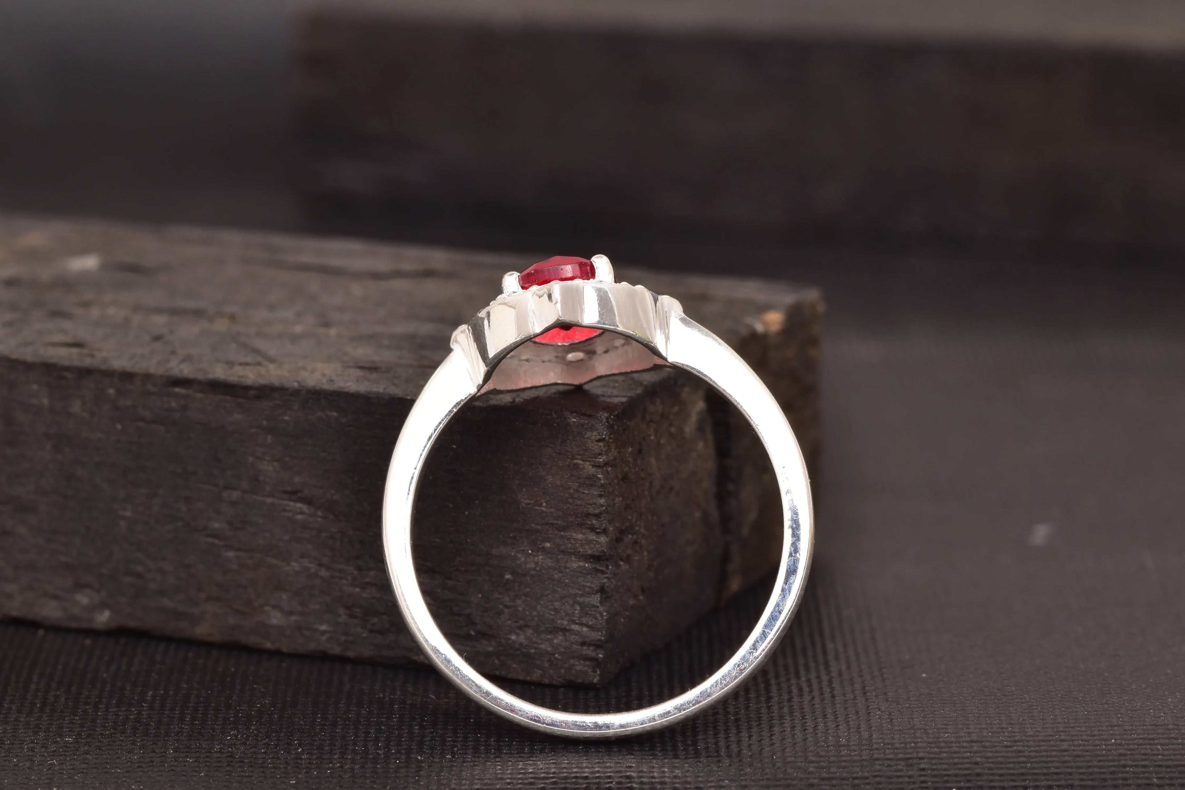 Oval Cut Red Ruby 925 Sterling Silver Statement Ring - MinimalistJewels