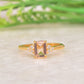Peach Emerald Cut Sapphire Engagement Ring