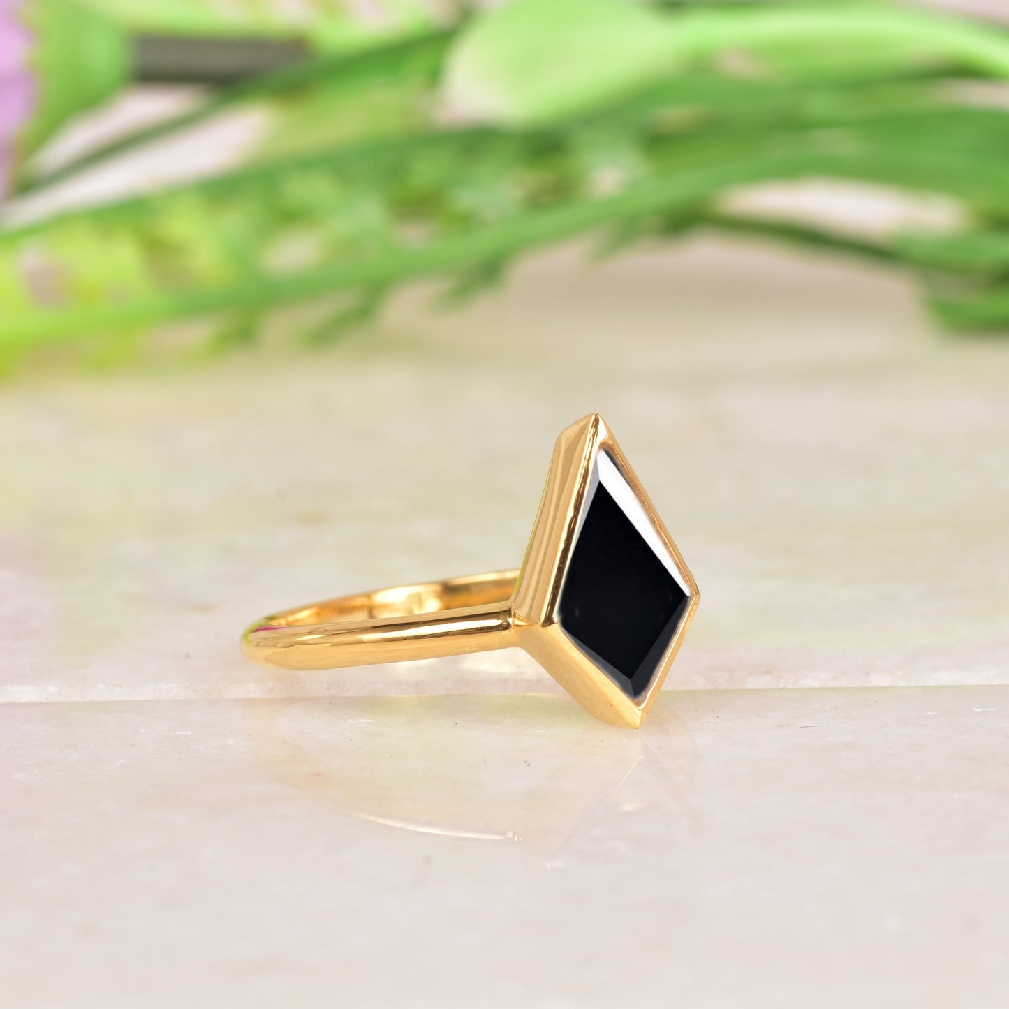 Kite Shaped Black Onyx Ring