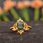 Vintage Natural Moss Agate Gemstone Solitaire Engagement Ring