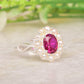 Ruby And Pearl Halo Engagement Ring