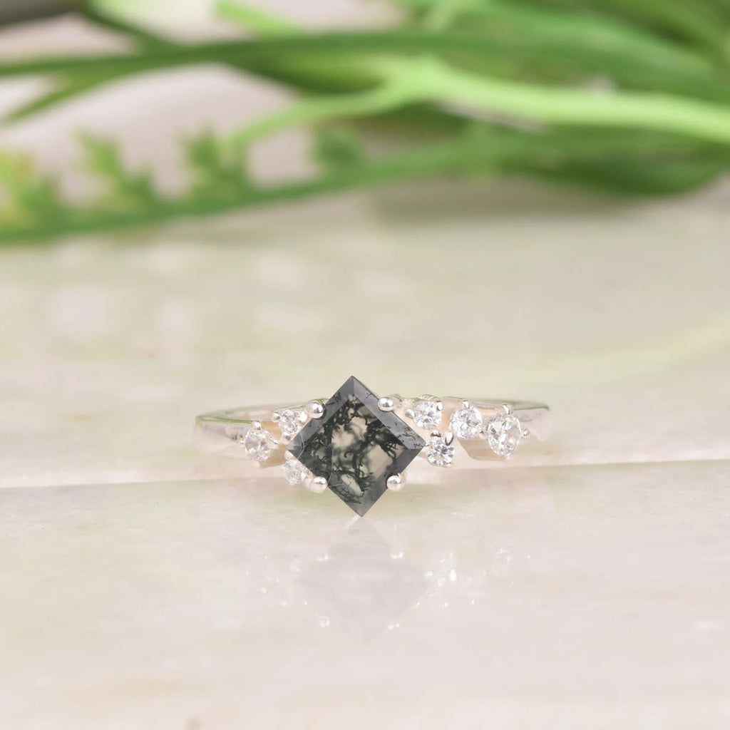 Buy Princess Cut Black Rutile Quartz Ring | 925 Sterling Silver - MinimalistJewels