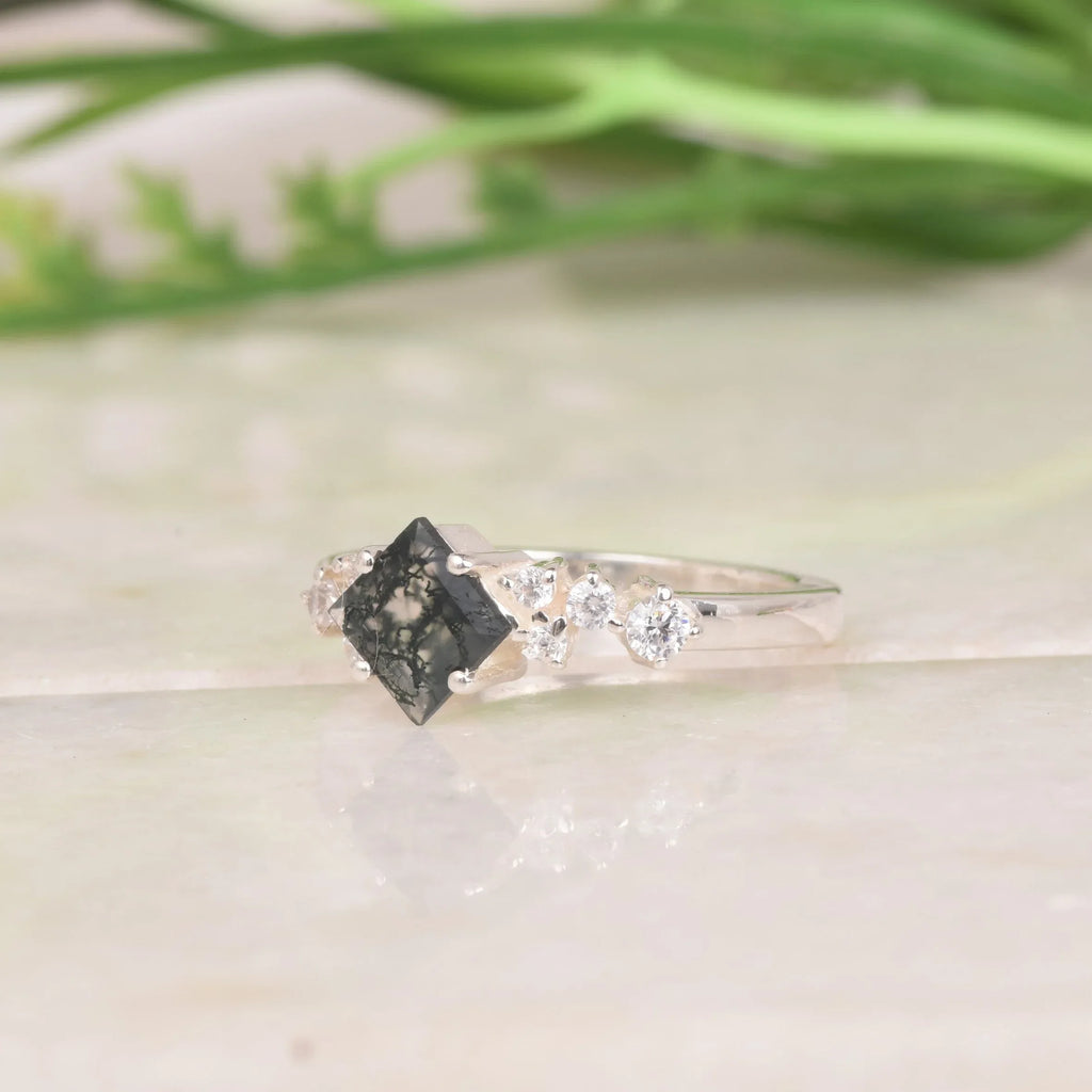 Buy Princess Cut Black Rutile Quartz Ring | 925 Sterling Silver - MinimalistJewels