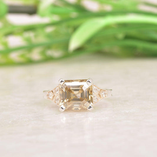 Yellow Moissanite Diamond Ring