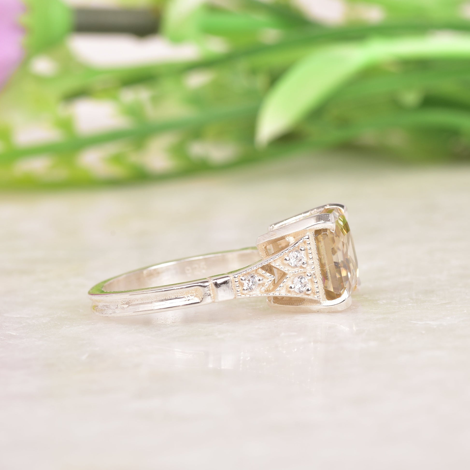 Yellow Moissanite Diamond Ring