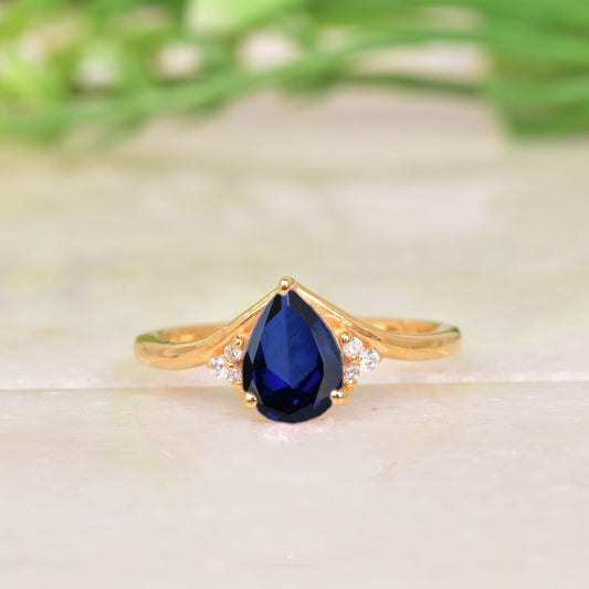Blue Sapphire & Diamond Engagement Ring