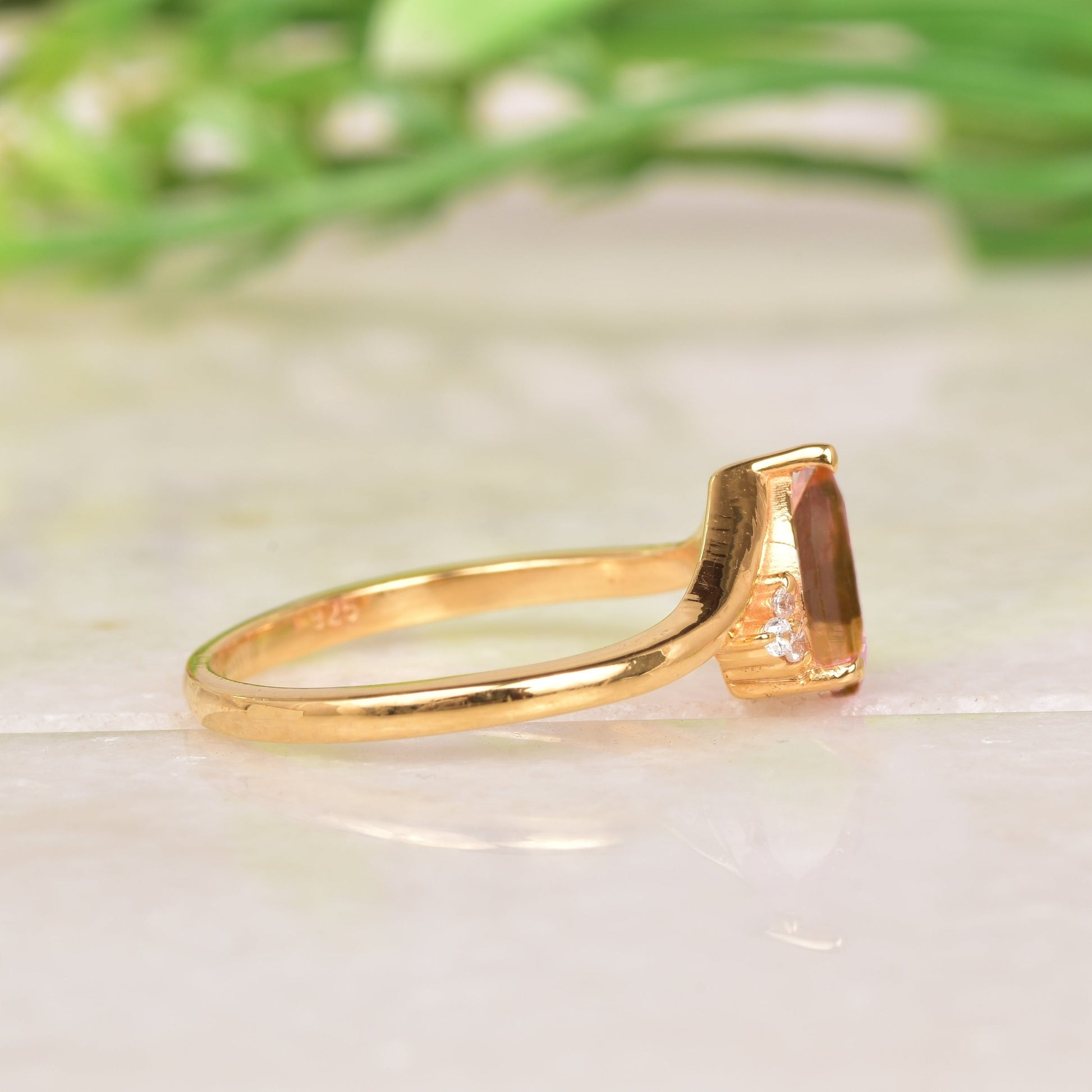 Yellow Citrine And Diamond Engagement Ring