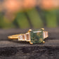 Natural Moss Agate Square Cut Rose Gold Engagement Ring