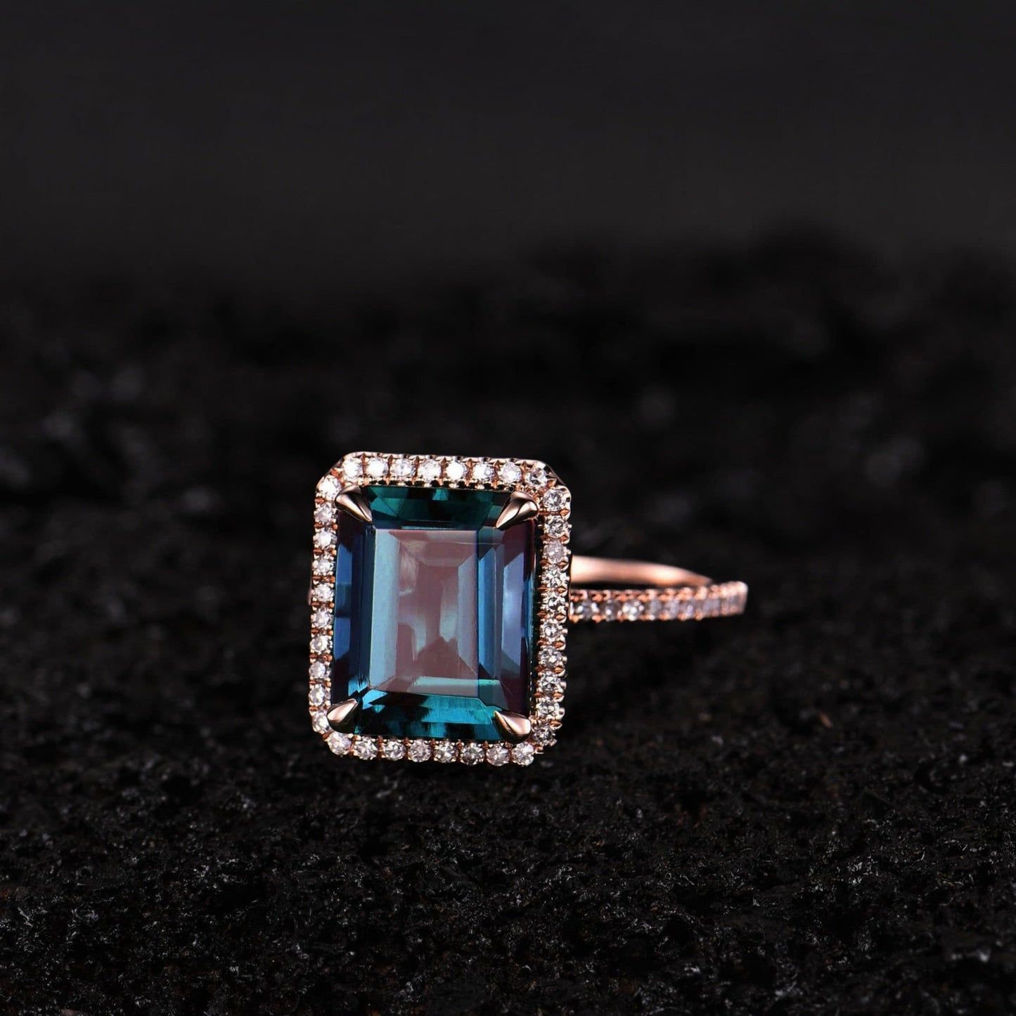 Emerald Cut Alexandrite Ring With Diamonds