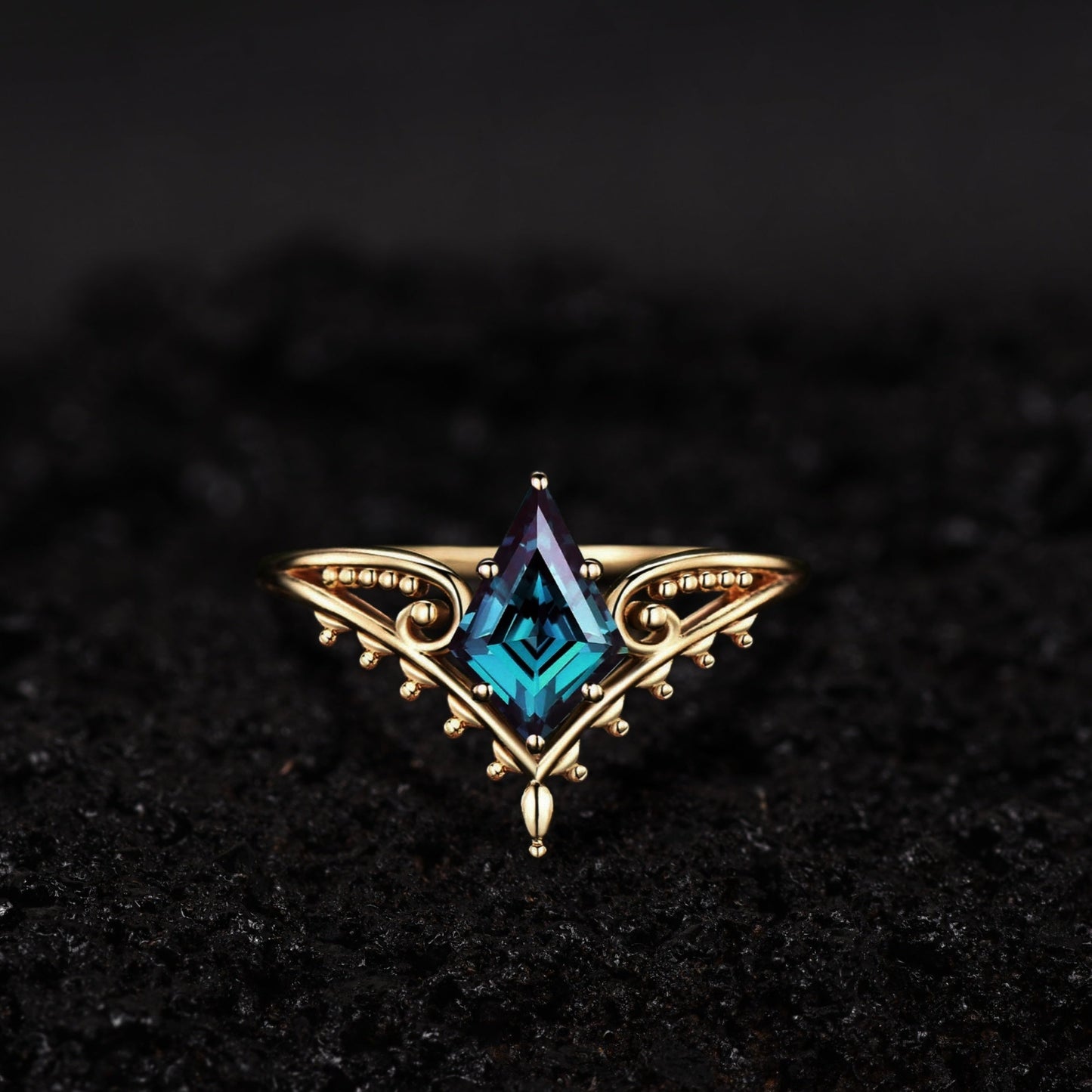 Kite Shaped Alexandrite Engagement Ring 