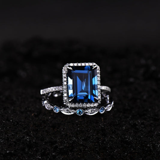London Blue Topaz Engagement Ring Topaz Diamond Ring