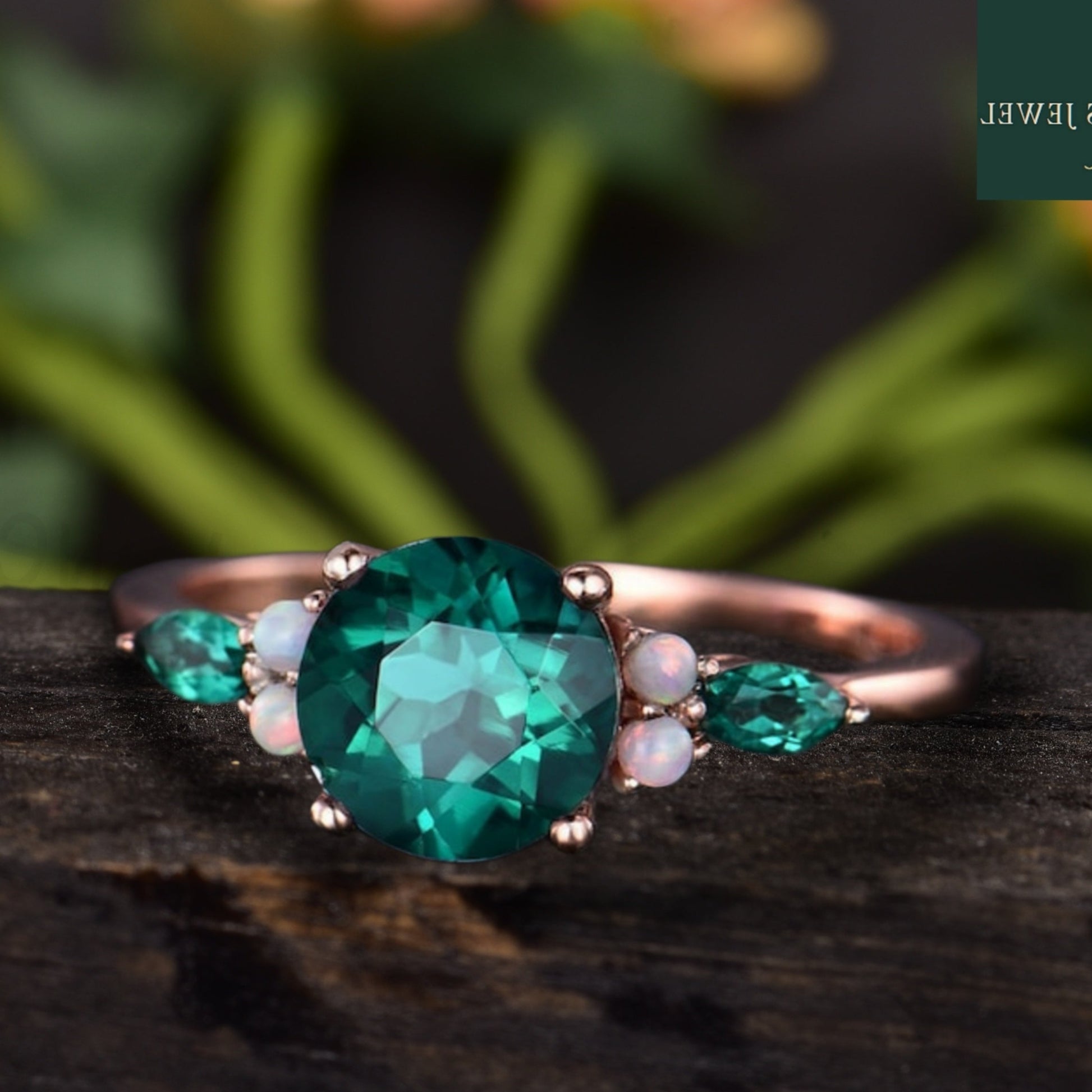 Oval Cut Green Emerald Engagement Ring