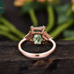 Emerald Cut Moss Agate Rose Gold Engagement Ring