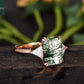 Emerald Cut Moss Agate Rose Gold Engagement Ring