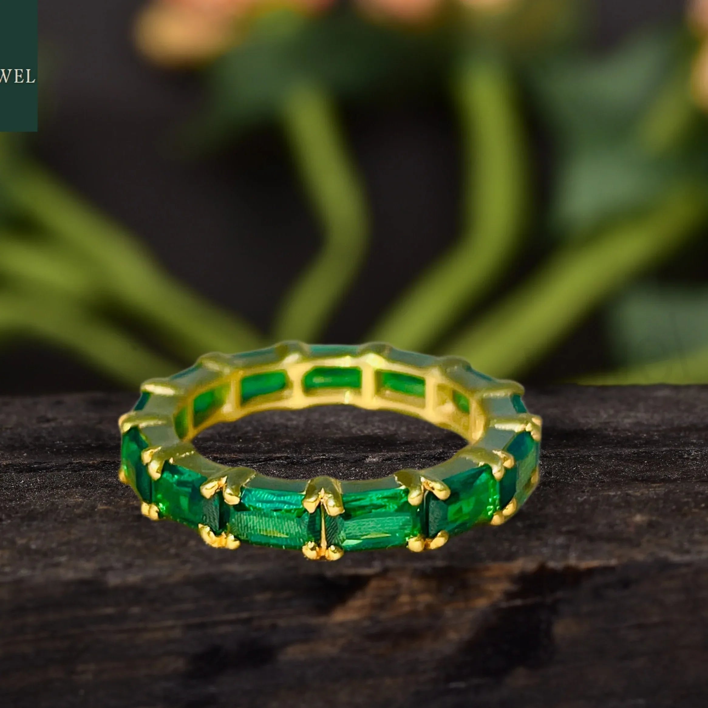 Emerald Gemstone Full Eternity Birthstone Ring - MinimalistJewels