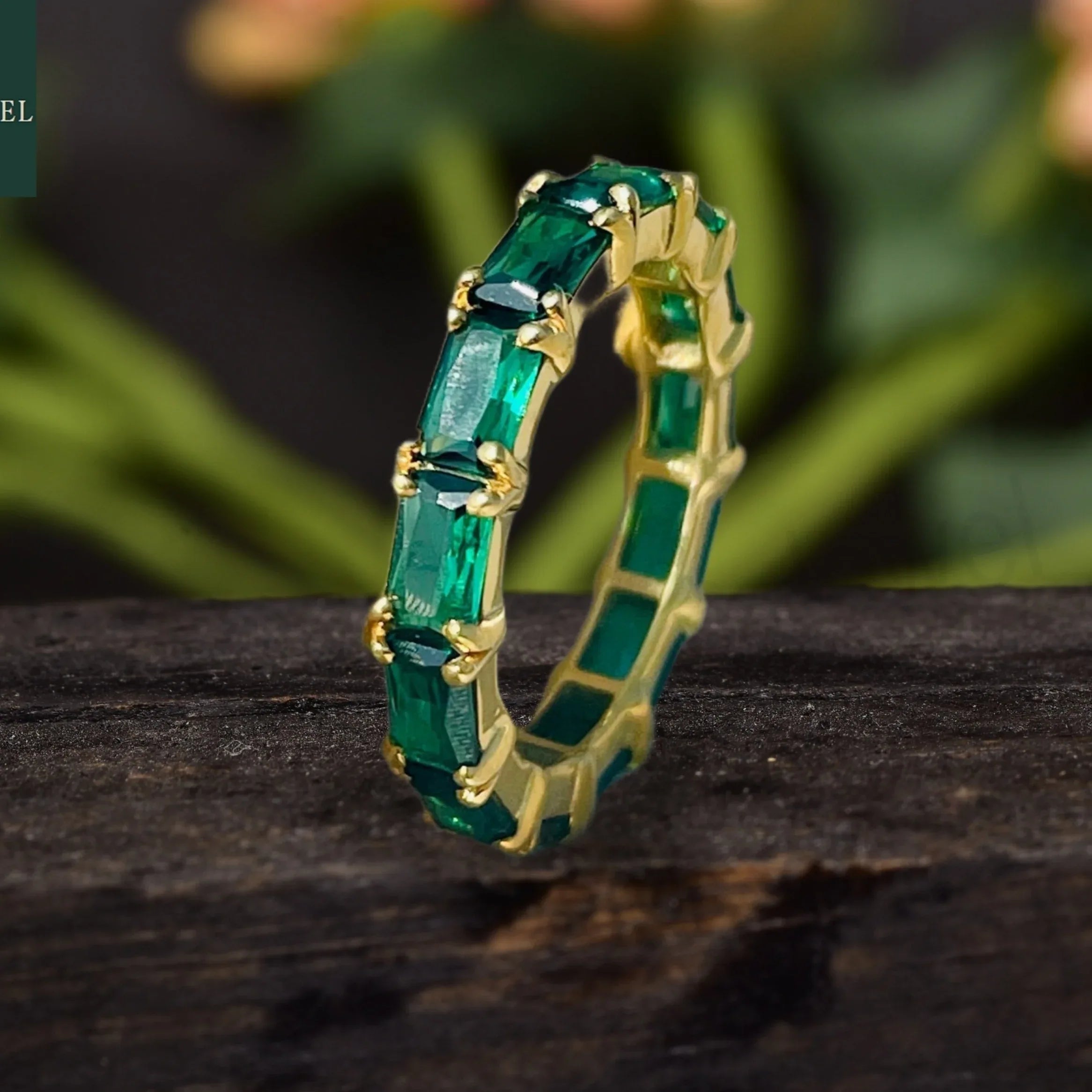 Emerald Gemstone Full Eternity Birthstone Ring - MinimalistJewels