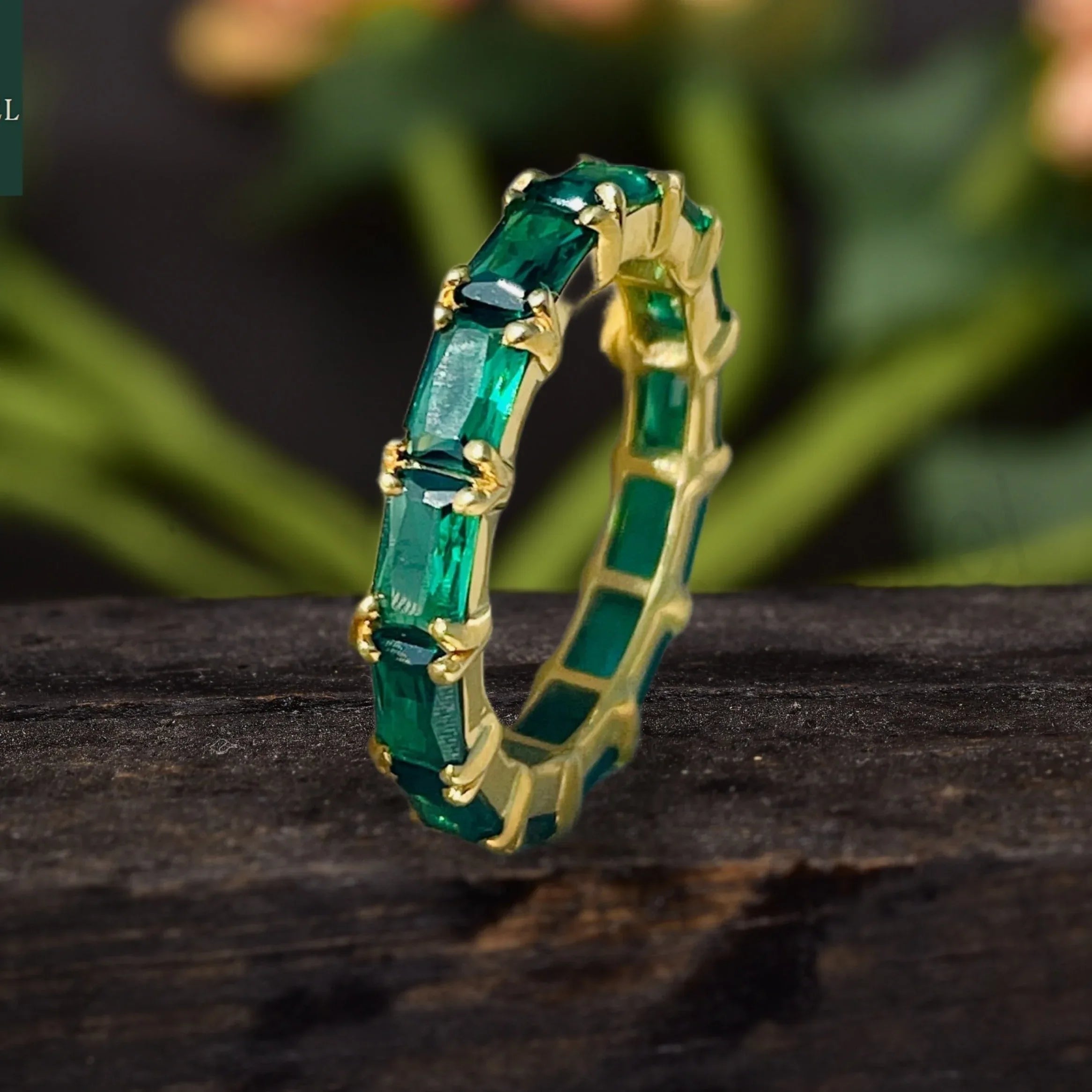 Emerald Gemstone Full Eternity Birthstone Ring - MinimalistJewels