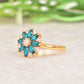Flower Shaped Blue Topaz Cluster Engagement Ring
